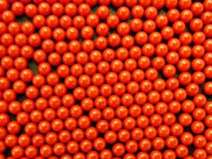 Red Cellulose Acetate Polymer Spheres - Large Plastic Beads ~1.3g/cc - 1.00mm to 3.00mm