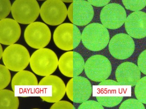 Fluorescent Yellow Polyethylene Microspheres 1.00g/cc - 10um to 1200um (1.2mm)