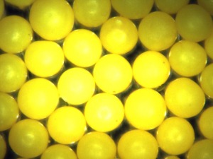 Yellow Polyethylene Microspheres 1.00g/cc - 10um to 500um (0.5mm) - Strong Negative Charge
