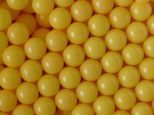 Yellow Cellulose Acetate Polymer Spheres - Large Plastic Beads ~1.3g/cc - 1.6mm and 3.0mm